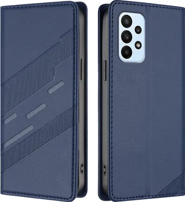 Produktbild von Hülle für Samsung Galaxy A23 5G/4G, Kunstleder Brieftaschen Handyhülle mit Kartenfach und Standfunktion Blau