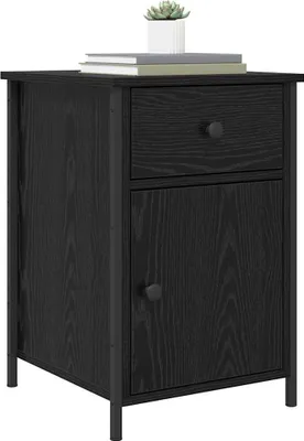 Image de vidaXL Table de nuit 2 pcs noir imitation chêne 40 x 42 x 60 cm