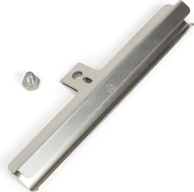 A metal grill part and a bolt on a white background.