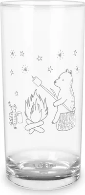 Produktbild von Mr. & Mrs. Panda Glas Bär & Marienkäfer Lagerfeuer 200 ml - Transparent - Geschenk, Trinkglas, Tumbler, Cocktailglas, Teddy, Wasserglas, Wasserbecher