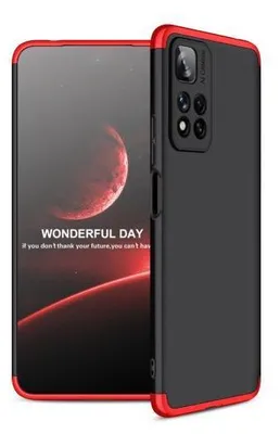 Produktbild von 360 Grad-Case für Xiaomi Redmi Note 11 - Farbe: Schwarz & Rot - Modellkompatibilität: Für Xiaomi Redmi Note 11 Pro