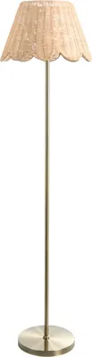 Produktbild von BELIANI Stehlampe Naturfarben Rattan u. Metall Handgefertigt Langes Kabel mit Schalter Schirm Geflochten Kegelform 1-Flammig Rustikales Boho Design