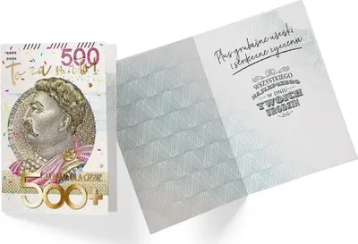 Zdjęcie produktu dla Kartka Okolicznościowa na Urodziny - Banknot 500 zł