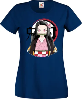 Zdjęcie produktu dla Koszulka Damska Anime Manga Demon Anime Slayer Nezuko Kamado 05 Tanjiro Sister, Lady XL / Ciemnoniebieski