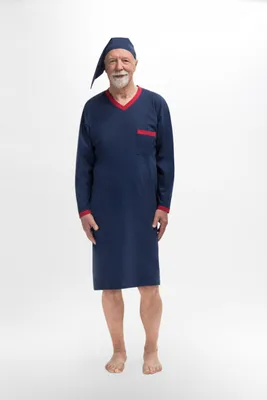 Immagine prodotto di Martel Sylwester camicia da notte da uomo con berretto da notte blu