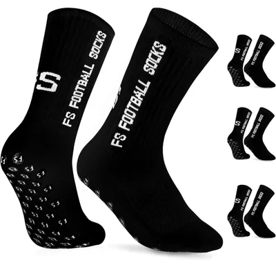 Productafbeelding van Voetbalsokken, 3 paar, antislip, sport sokken met grip, maten 35-39 & 39-46, zwart, ademend