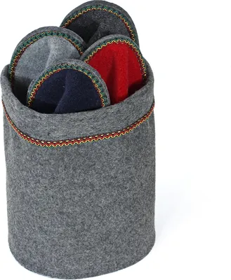 Produktbild von PANTOFFELMANN Gäste Pantoffelkorb in 4 Farben Gästeset Filzpantoffel Herren Damen Hausschuhe warme leichte Filzlatschen grau