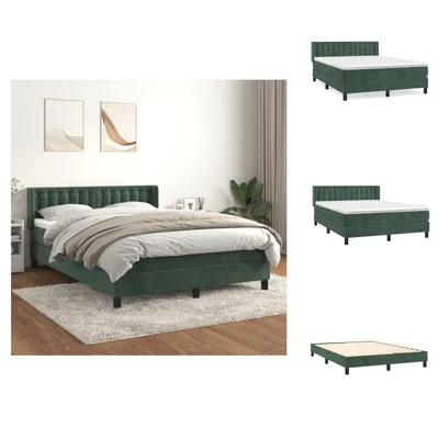 Obrázok produktu pre vidaXL Skriňová posteľ s matracom tmavozelená 140x190 cm zamat - Postele a rámy postelí