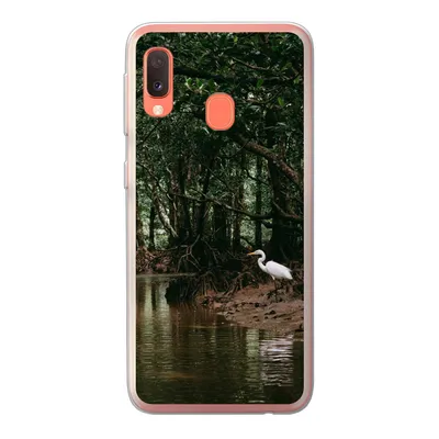 Produktbild von MuchoWow® Handyhülle Schutzhülle Hülle für Samsung Galaxy A20e Reiher - Wald - See Silikon Softcase Handy Hülle - Abdeckung