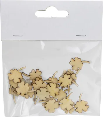 Produktbild von Streudeko Kleeblatt | 24 Stück | 2x2 cm | Holz natur | Glücksdeko | 07621