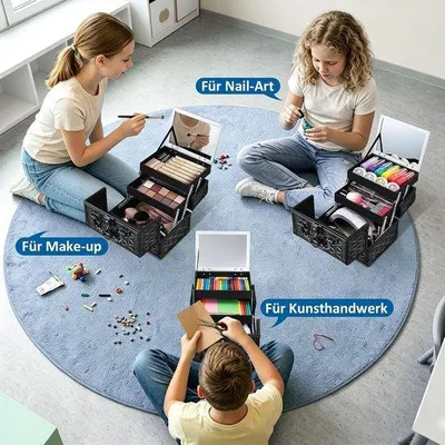 Produktbild von Kosmetikkoffer – Schwarz – 19,5 x 15 x 16 cm – Aluminium-Organizer für Kosmetik und Schmuck