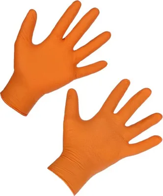 Immagine prodotto di Guanto monouso in nitrile X-Grip 240 mm, 50 pezzi, taglia M, arancione