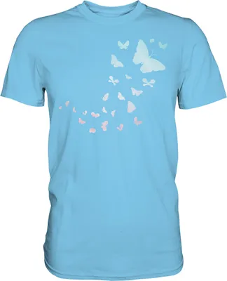 Produktbild von Frauen Pastel Bunte Schmetterlinge T-Shirt – Sky Blue / S