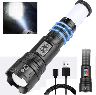 Produktbild von LED Taschenlampe, 1800LM,Campinglampe 10 Modi, Wasserdicht,Taschenlampe, kompakt und robust,Akku-Taschenlampe,wiederaufladbar
