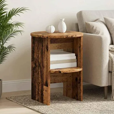 Image de vidaXL Meuble d'appoint, lot de 2, bois recyclé, Ø 40 x 50 cm, aggloméré