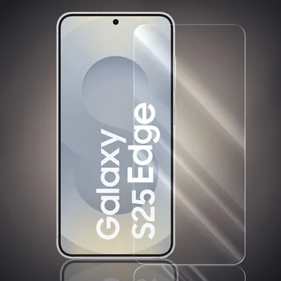 A screen protector is shown placed on a smartphone.
