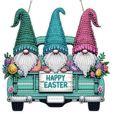 Produktbild von Diamond Painting Anhänger Zwerg Ostern Bastelset mit Kette für Kinder & Erwachsene