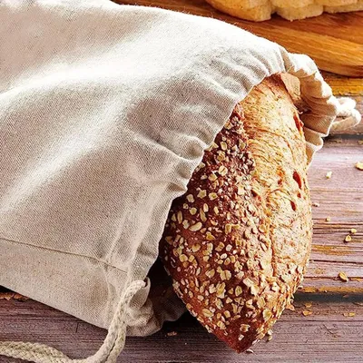 Produktbild von 3 Stück Brotbeutel - natürliche Leinen Brotbeutel - tragbare Brotbeutel mit Kordelzug - wiederverwendbare Eco-Brotbeutel für selbstgemachtes Brot - Lebensmittelaufbewahrungstasche für Frische