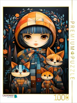 Produktbild von CALVENDO Puzzle Mädchen mit Katzen | 1000 Teile Lege-Größe 64x48cm Foto-Puzzle für glückliche Stunden