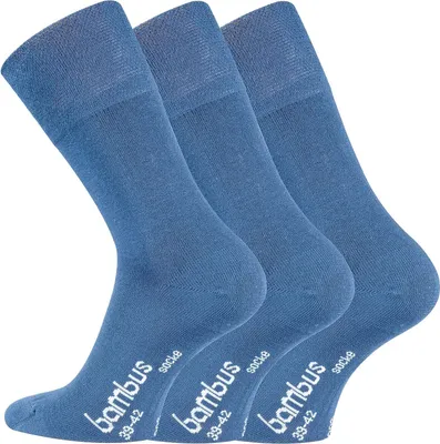 Produktbild von TippTexx 24 6 Paar Bambus Socken, DIE Geruchs-Killer, Jeansblau, Größe 43-46