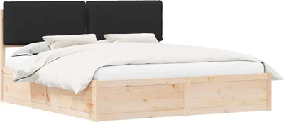 Productafbeelding van vidaXL Bedframe met gestoffeerd hoofdeinde, zwart, 200 x 200 cm
