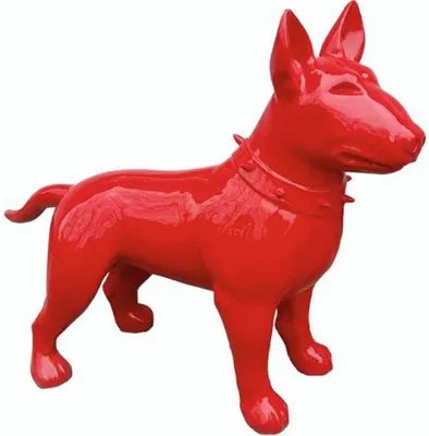Produktbild von Casa Padrino XXL Deko Figur Hund Rot 116 cm - Garten Deko Skulptur