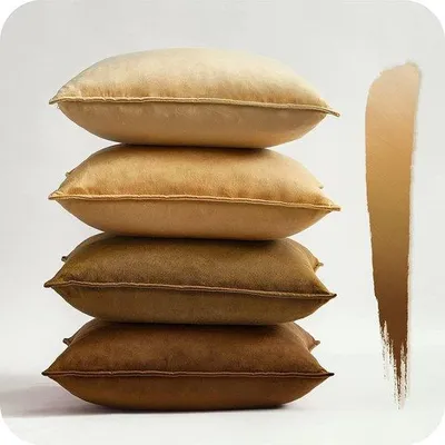 Productafbeelding van Set van 4 kussenhoezen, 50 x 50 cm, bruin, fluweel, decoratieve kussens