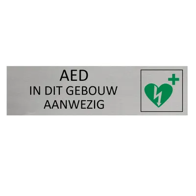 Produktbild von CombiCraft Aluminium Türschild mit AED in dit gebouw aanwezig 165x45mm