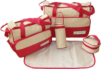 Produktbild von 5-teiliges Baby Wickeltaschen-Set , Farbe:rot