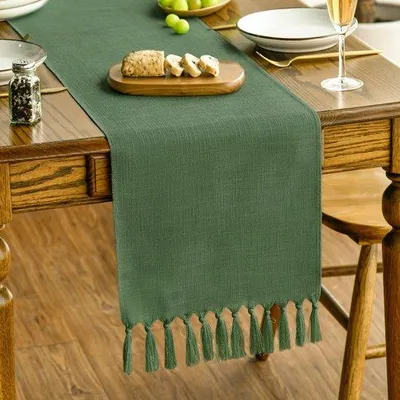 Produktbild von Grüne Landhaus Dekoration Tischläufer 33x183 cm Waschbar