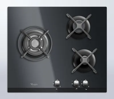 Image de Table de cuisson gaz 56cm 3 feux noir - Whirlpool - AKT404NB -