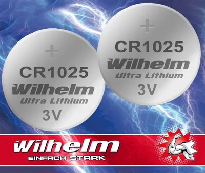 Zdjęcie produktu dla 2 x bateria litowa CR1025 WILHELM 3V 32 mAh ø10 x 2,5 mm DL1025