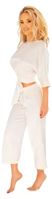 Productafbeelding van Kalimo Damen nachtkleding pyjama set Patong | | Kleur: Ecru | Maat: S | Bestaande uit: