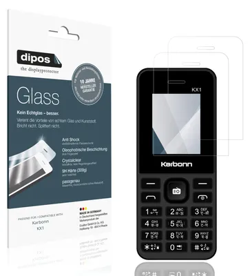 Produktbild von 2x Schutzfolie für Karbonn KX1 - Anti-Shock 9H Folie dipos Glass Kunststoffglas