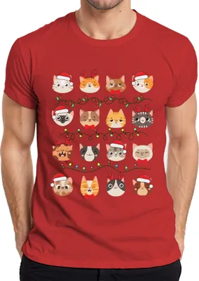 Produktbild von Katzen Weihnachten Festtage - Weihnachtsgeschenk Christmas Herren T-Shirt, Rot, M