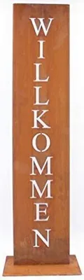 Produktbild von Rostikal Willkommen Schild 100 cm Garten Stele Rost Deko für Garten auf Bodenplatte