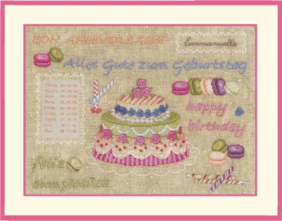 Productafbeelding van Le Bonheur des Dames, borduurpakket kruissteek, "Verjaardstaart I", 31x23 cm, zelf maken