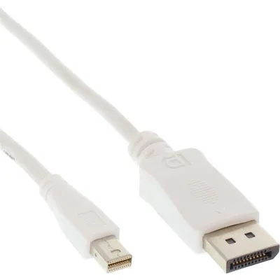 Produktbild von InLine Mini DisplayPort zu DisplayPort Kabel, weiß, 1m, 1 m, mini DisplayPort, DisplayPort, Weiß, Männlich/Männlich, 48 g