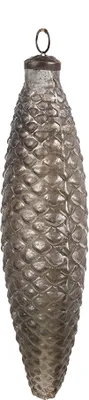Obrázek produktu pro Clayre & Eef Vánoční cetka Ø 7x24 cm stříbrná barva hnědé sklo