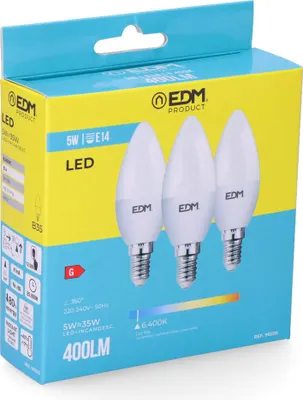 Image de Kit 3 Ampoules Bougie Led E14 éclairage Led Froid, économique Et Durable - Edm
