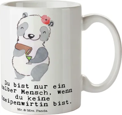 Produktbild von Mr. & Mrs. Panda Kaffeebecher Kneipenwirtin Herz - Weiß - Geschenk, Bar, haferl, Becher, Rum, Gaststätte, Tasse, Trinkbecher, Pott