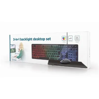 Zdjęcie produktu dla Zestaw klawiatura/mysz/podkładka pod mysz, Gembird, RGB, czarny