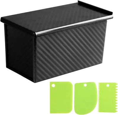 Imagen del producto de Moldes s para pan tipo Pullman, con tapa y espátula para amasar, ideales para hornear pan de sándwich casero