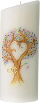 Produktbild von Hochzeitskerze mit Baum des Lebens und bunten Blättern, 230 × 90 mm