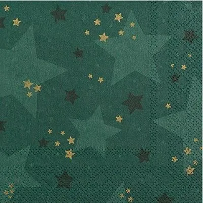 Produktbild von 20 kleine Cocktailservietten Starshine green - Sternenglanz grün 25x25cm