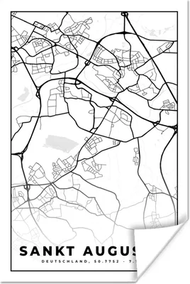 Produktbild von MuchoWow® Poster Karte - St. Augustine - Karte der Stadt 20x30 cm - Papierdruck