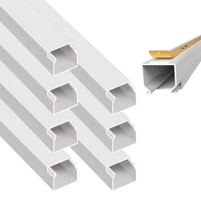 Produktbild von ARLI Kabelkanal selbstklebend 25x25 mm Weiß – 8m Installationskanal mit Klebeband & Bodenlochung IP40 PVC