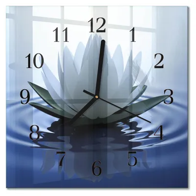 Produktbild von Tulup Glasuhr Wanduhr Küchenuhr Echt-Glas 30x30 cm Modern Dekorativ Geräuschlos Schwarzen Zeigern - Seerose
