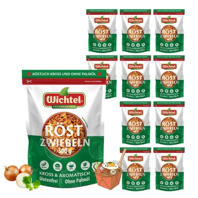 Produktbild von WICHTEL Röstzwiebeln 12 x 500g - Kross & Aromatisch, Glutenfrei, Ohne Palmöl