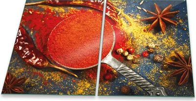 Produktbild von Herdabdeckplatten Glaskeramik Spritzschutz Glas Universal 2-Teilig 2x40x52 Paprika Rot
